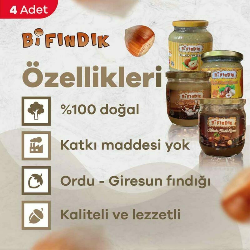 Ballı Fındık Ezmesi 250 G Sütlü Fındık Kreması 400 G Kakaolu Fındık Kreması 400 G Fındık Ezmesi 350 G