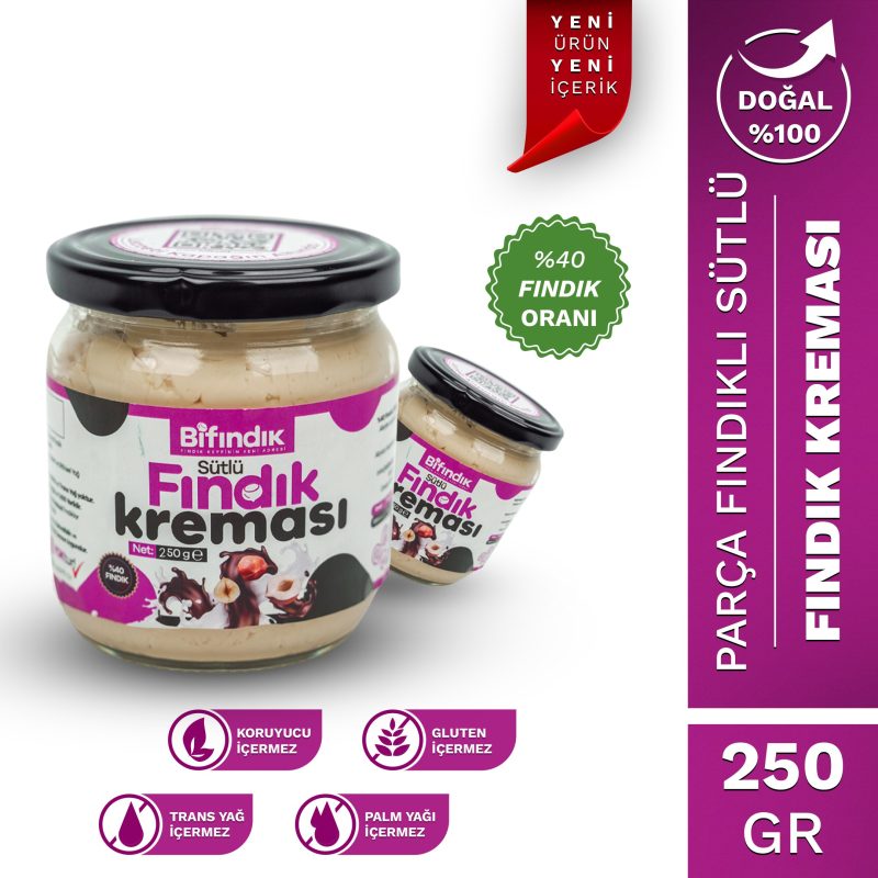 Parçacıklı sütlü fındık kreması 250 gr