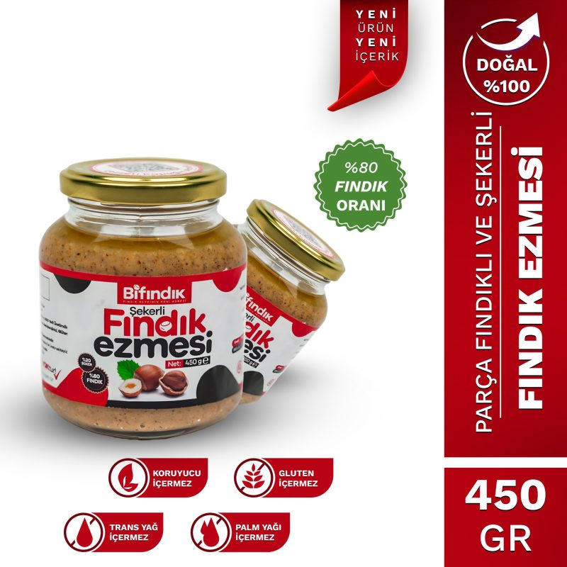 Şekerli fındık ezmesi 450 gr