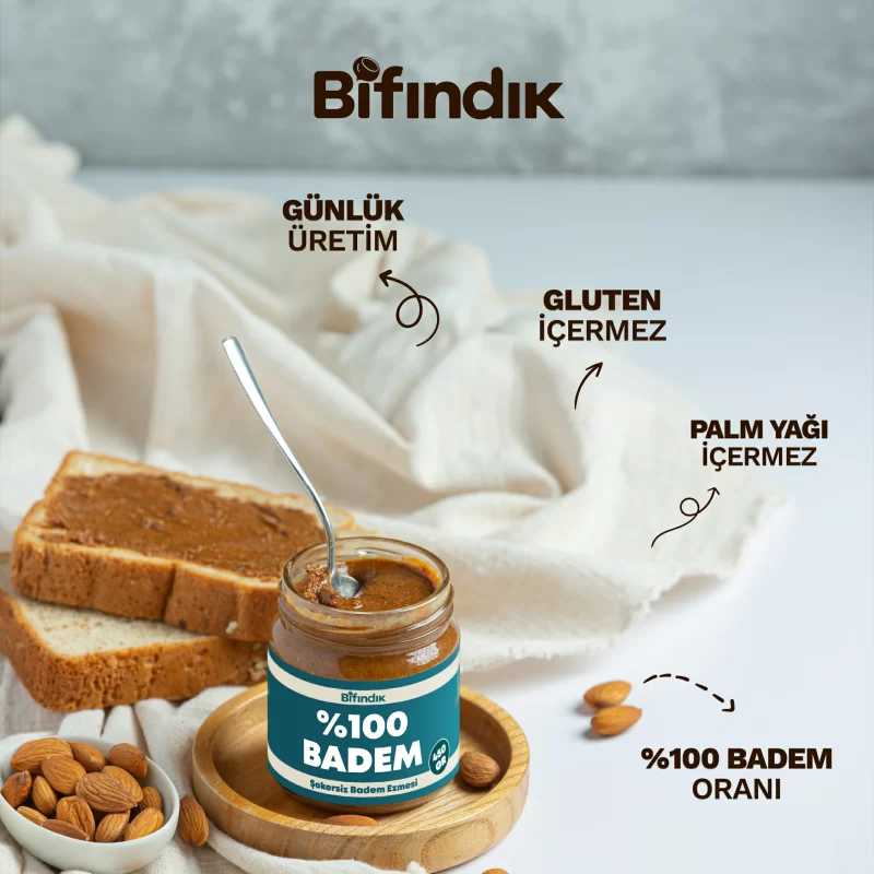 Şekersiz badem ezmesi 450 gr