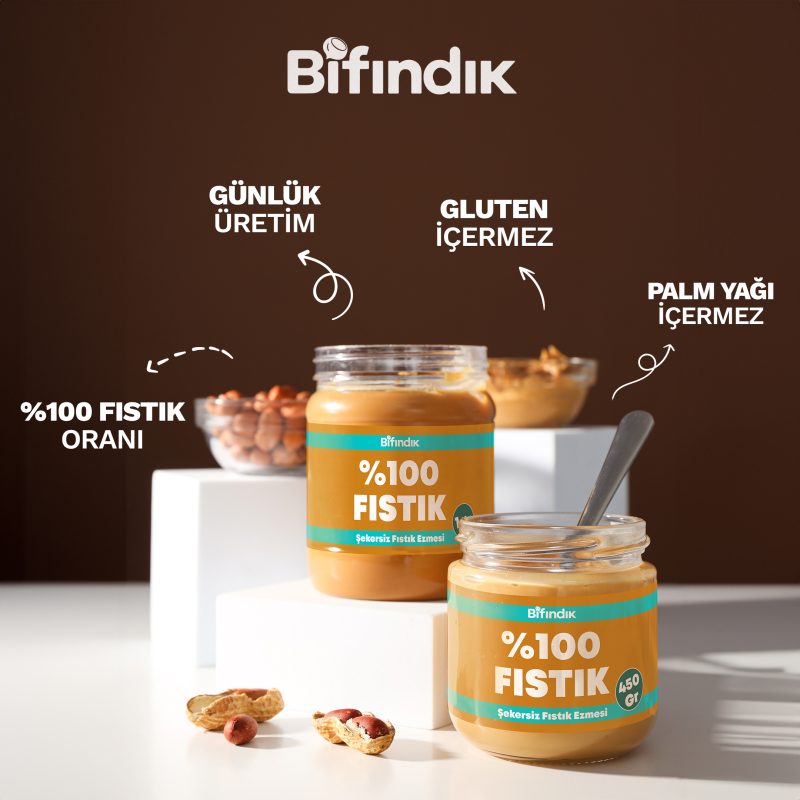 Şekersiz fıstık ezmesi 450 gr